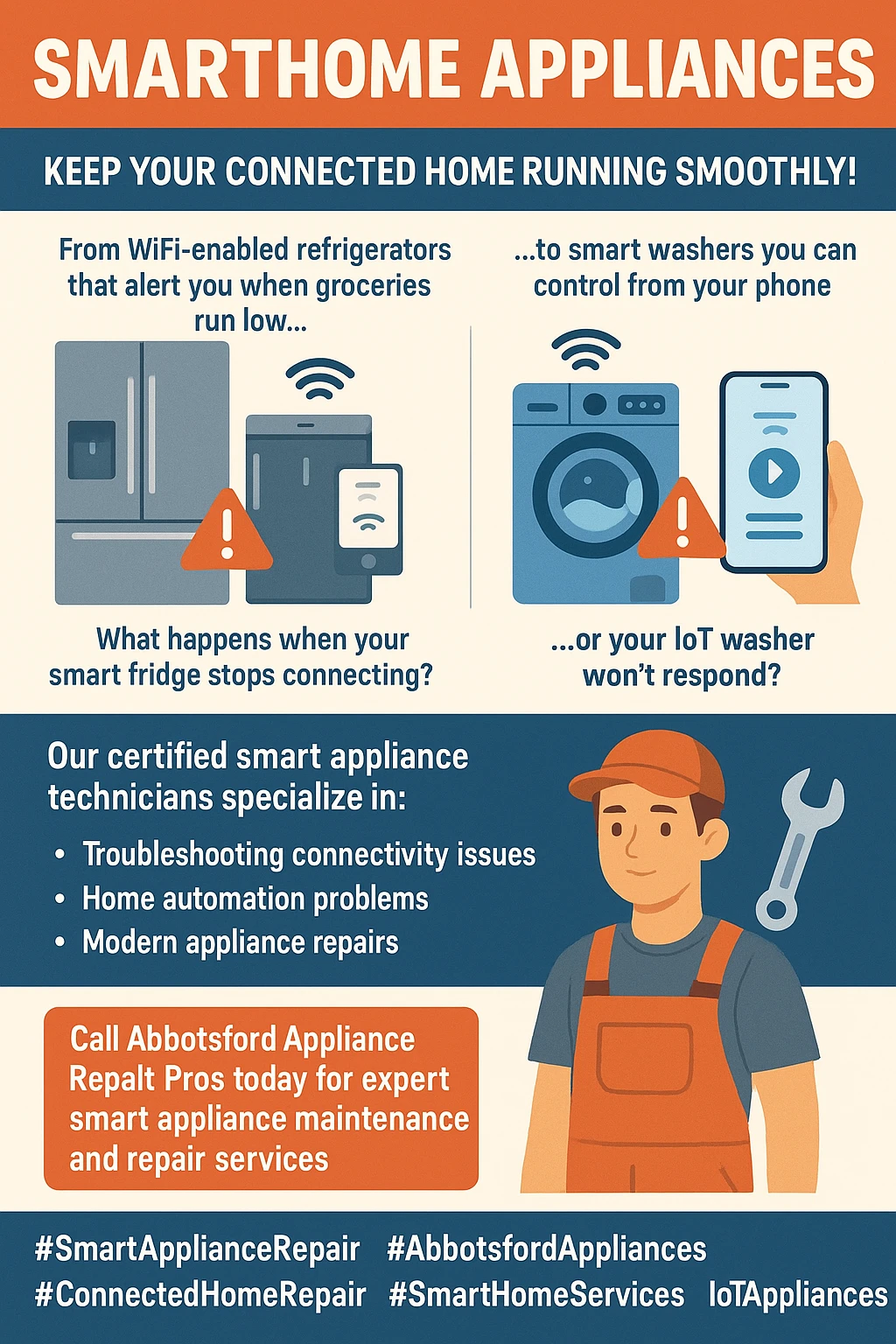 Infographic summarizing key takeaways for smart appliance repair in Abbotsford.
