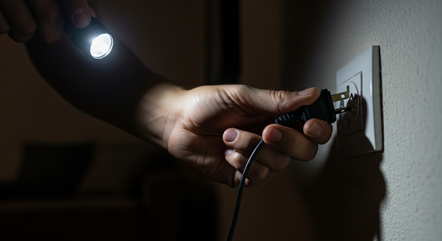 Unplugging home appliances during a power outage for safety