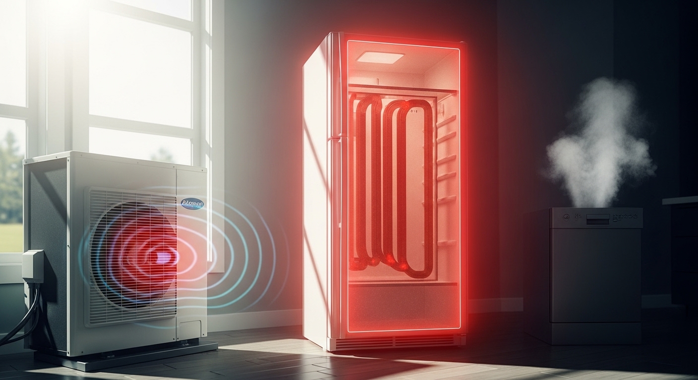 Close up of a vulnerable home appliance component during a summer heatwave