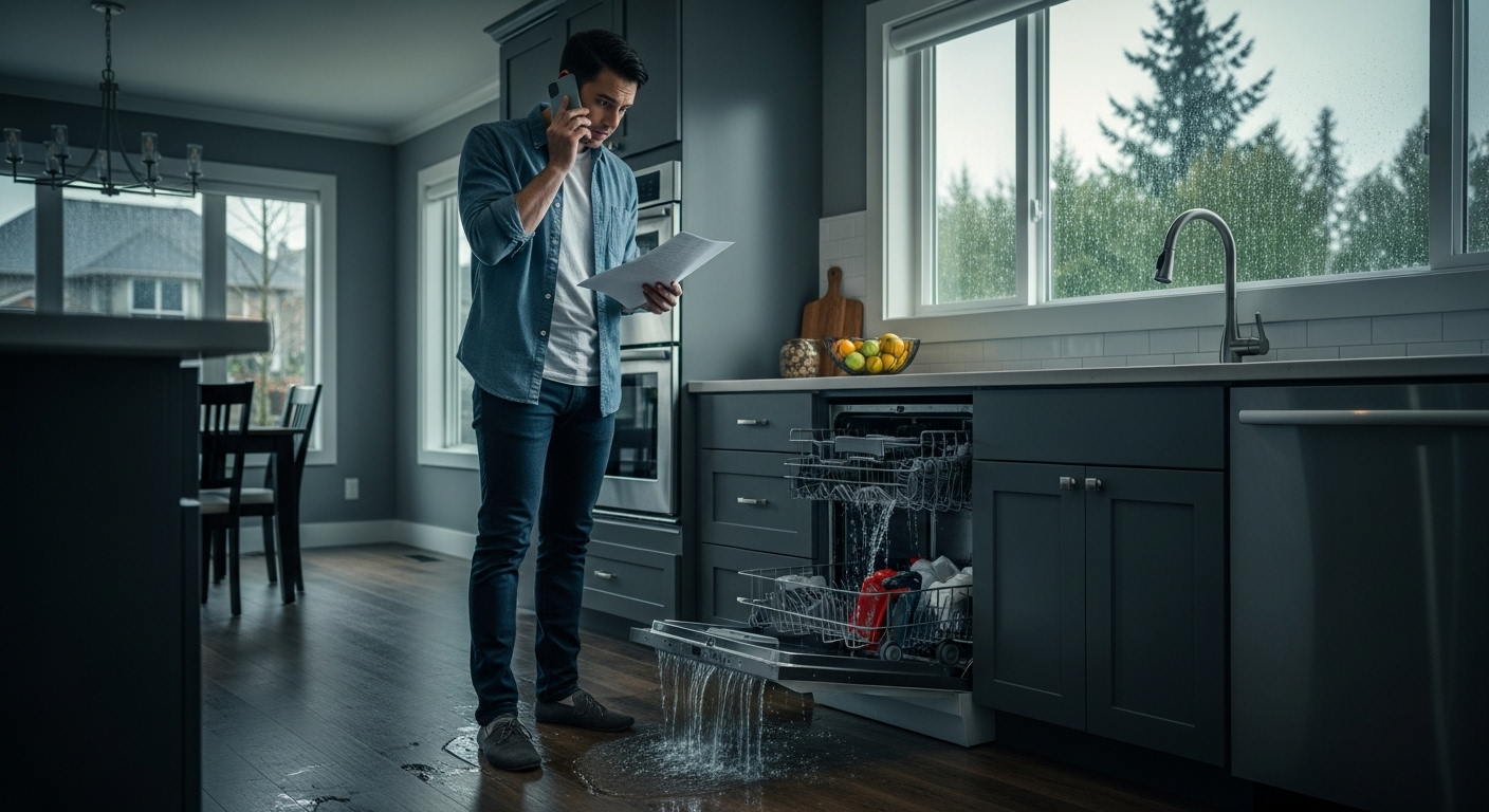 Abbotsford homeowner reviewing appliance insurance claim forms