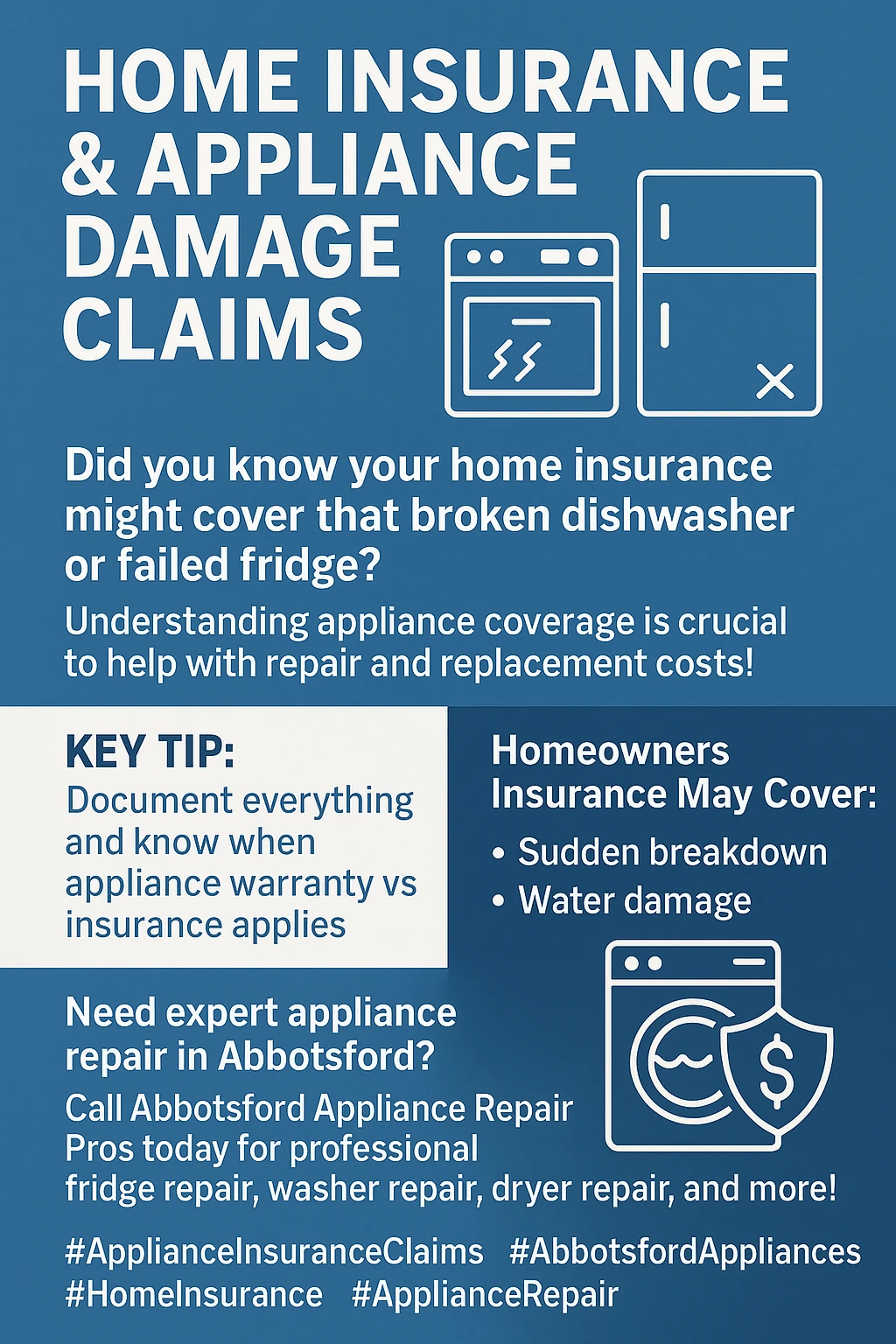 Infographic summarizing key takeaways for Abbotsford appliance insurance claims