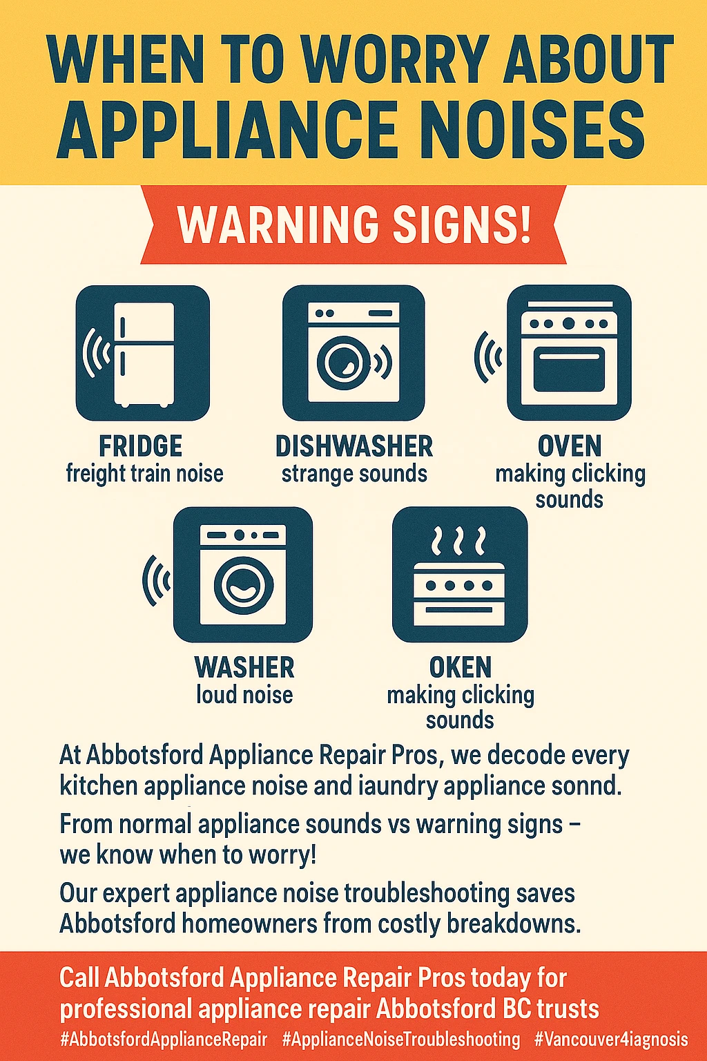 Infographic illustrating key takeaways about appliance noises