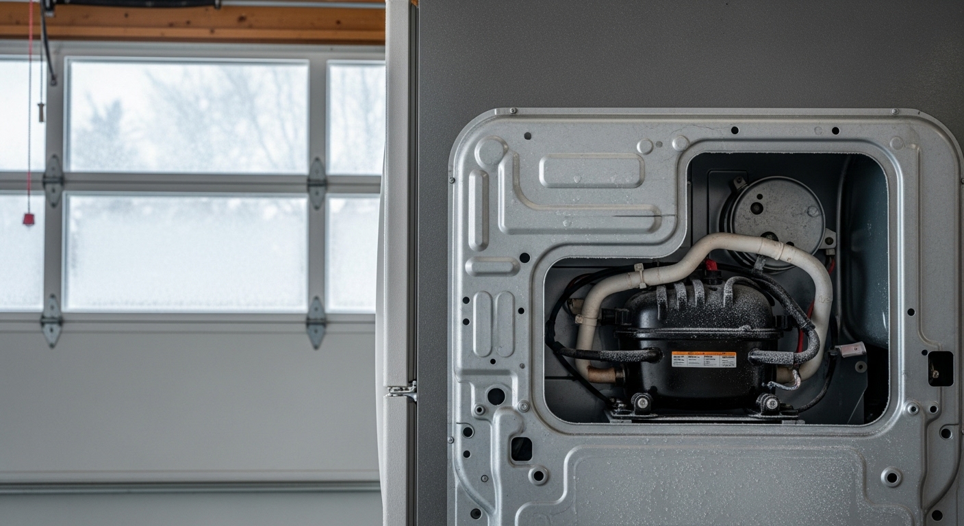 Garage refrigerator winter protection