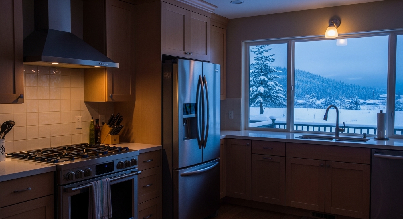 Winter kitchen appliances in Abbotsford home