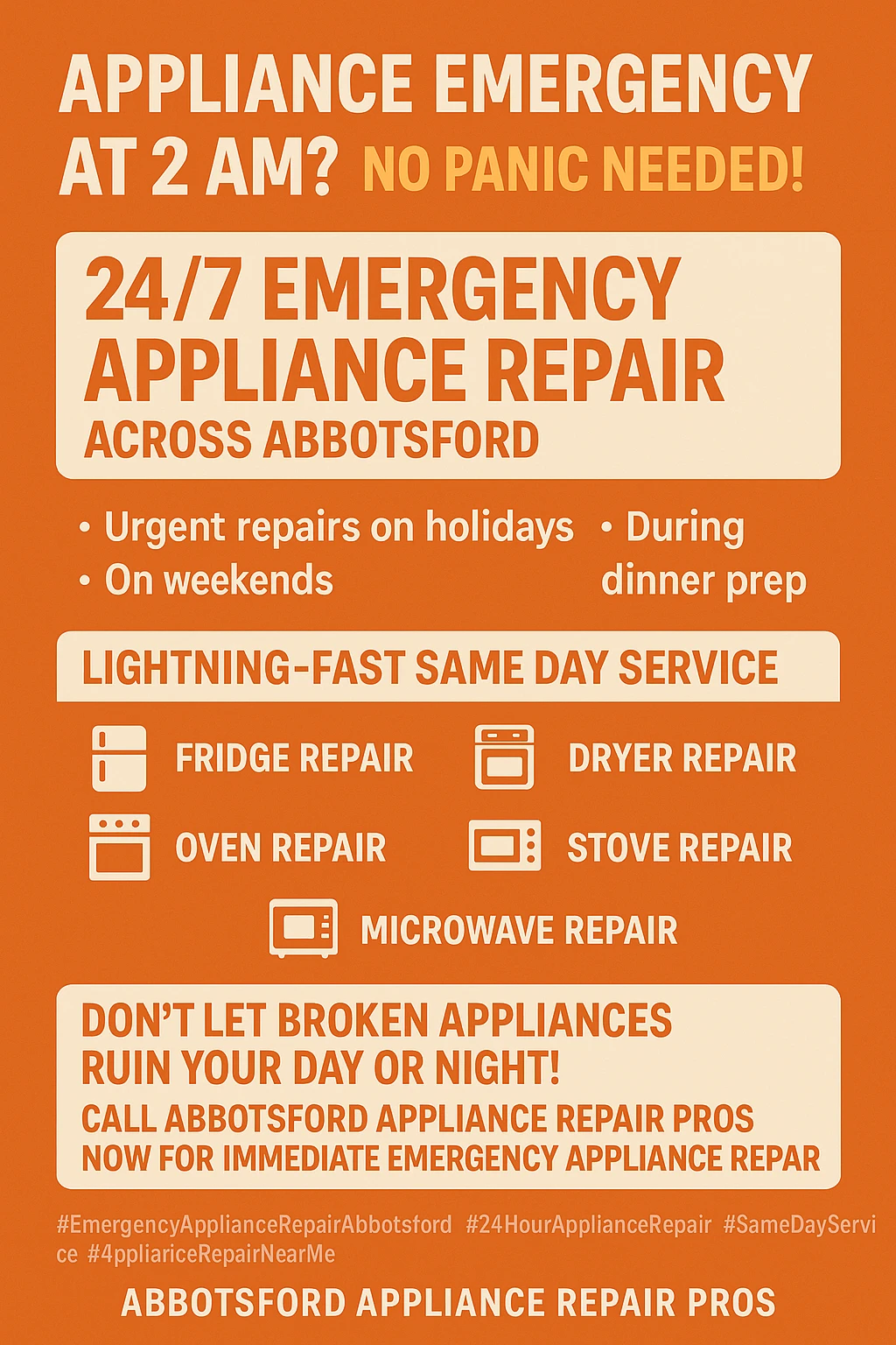 Emergency appliance repair Abbotsford infographic key takeaways
