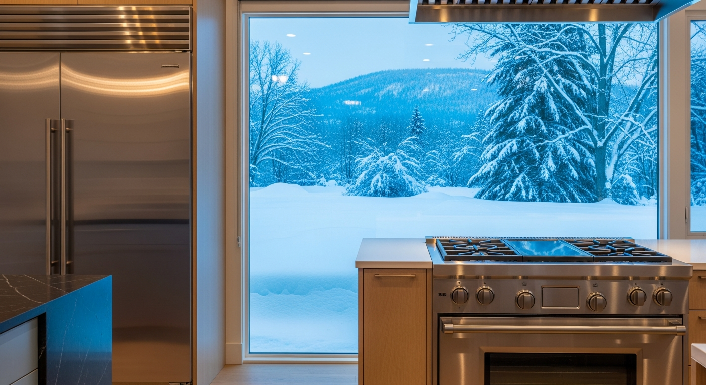 Winter appliance preparation in an Abbotsford kitchen