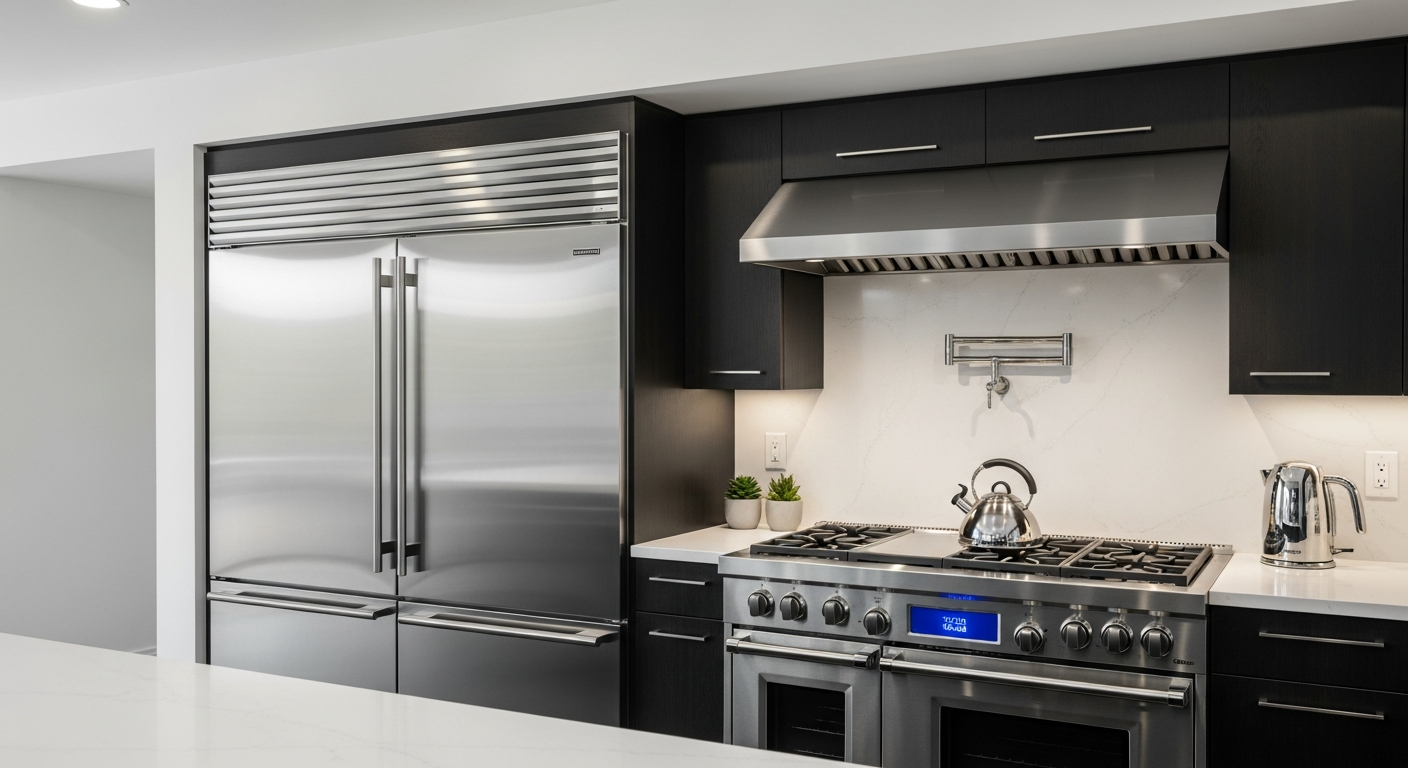 Modern kitchen appliances after power restoration
