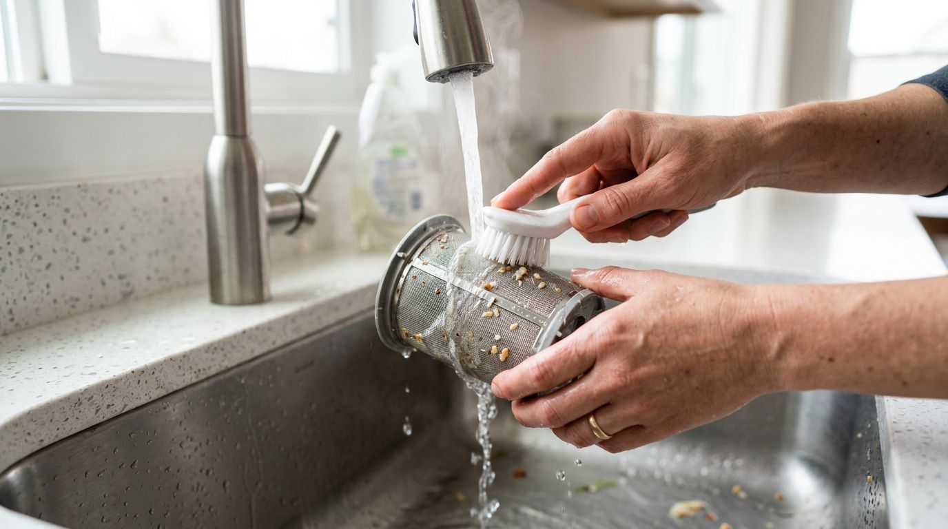 Cleaning dishwasher filter maintenance