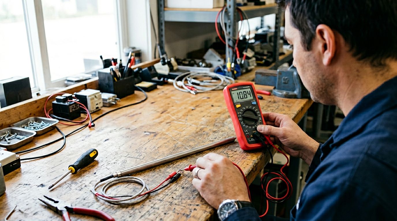 multimeter testing oven temperature sensor