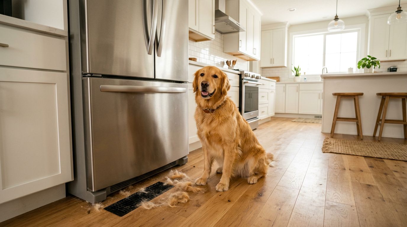 Pet hair buildup and refrigerator maintenance for clogged coils