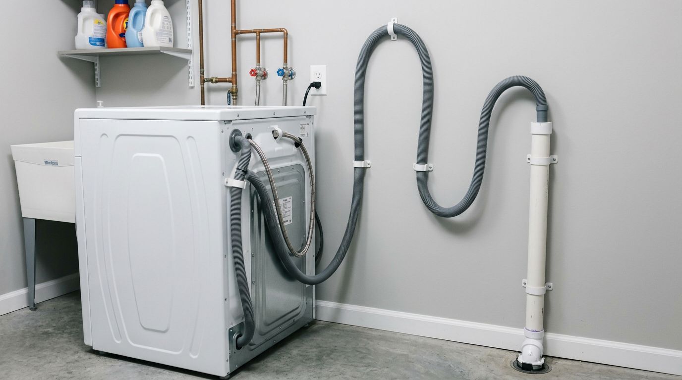 Washing machine drain hose loop standpipe installation
