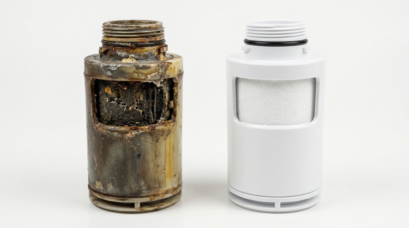 new vs clogged refrigerator water filter comparison