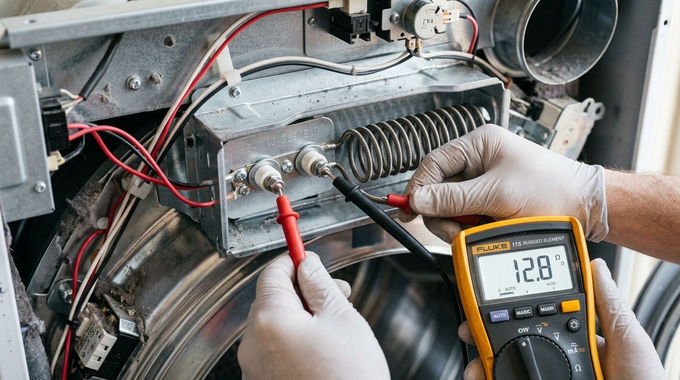 Testing dryer heating element with multimeter